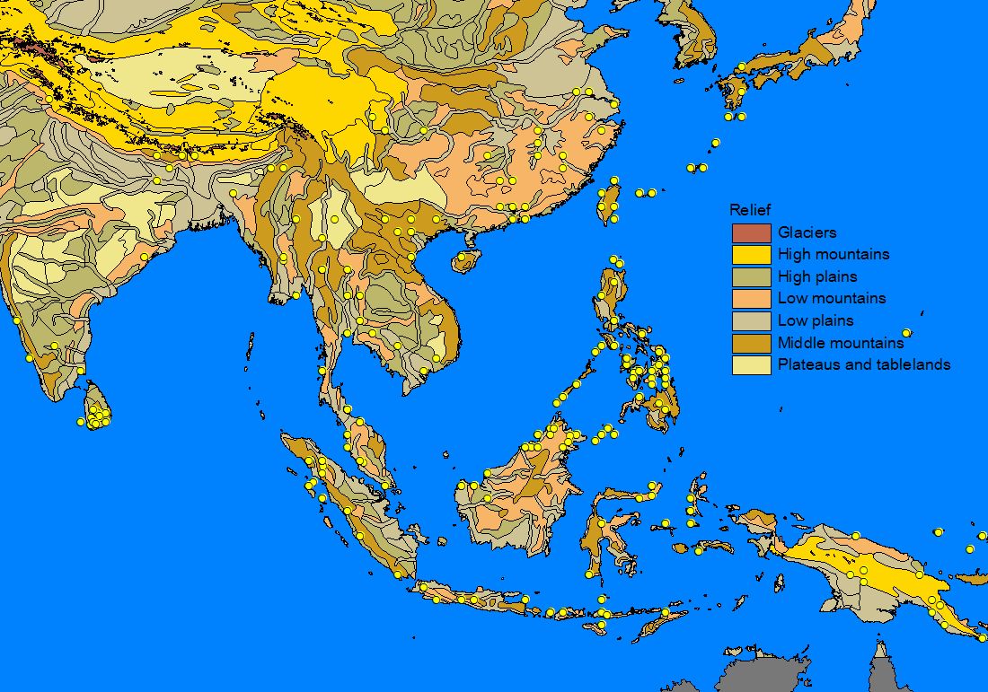 altitudinal relief: species is present in all elevation zones